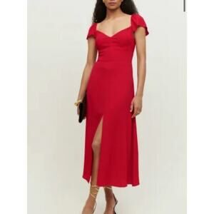 Reformation Baxley Midi dress in red size 8